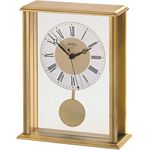 AMS Funktischuhr Pendeluhr eckige Form 5190 5191, goldenes Gehäuse aus Glas und Metall, batteriebetrieben