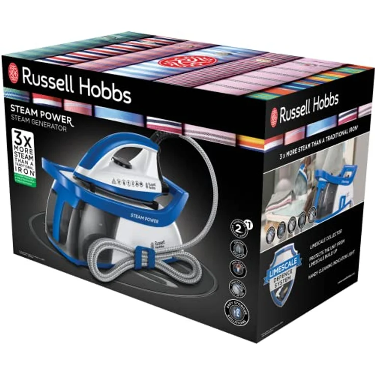 Russell Hobbs 24430-56 Steam Power Dampfbügelstation (2600 W, 4,5 Bar Dampfdruck, herausnehmbarer 1,3 l Wassertank) blau-weiß – Bild 3