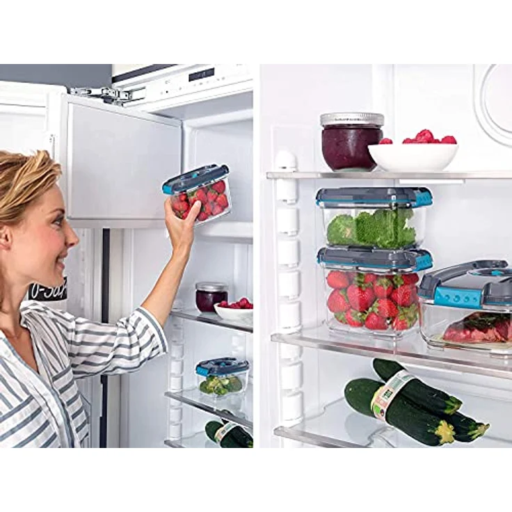 Leifheit 3er Set Vakuum-Frischhaltedosen, luft- und wasserdichte Vorratsdose, Dosen passend für Leifheit Vakuumiergeräte, BPA-frei & spülmaschienengeeignet, zum Einfrieren und die Mikrowelle geeignet – Bild 5
