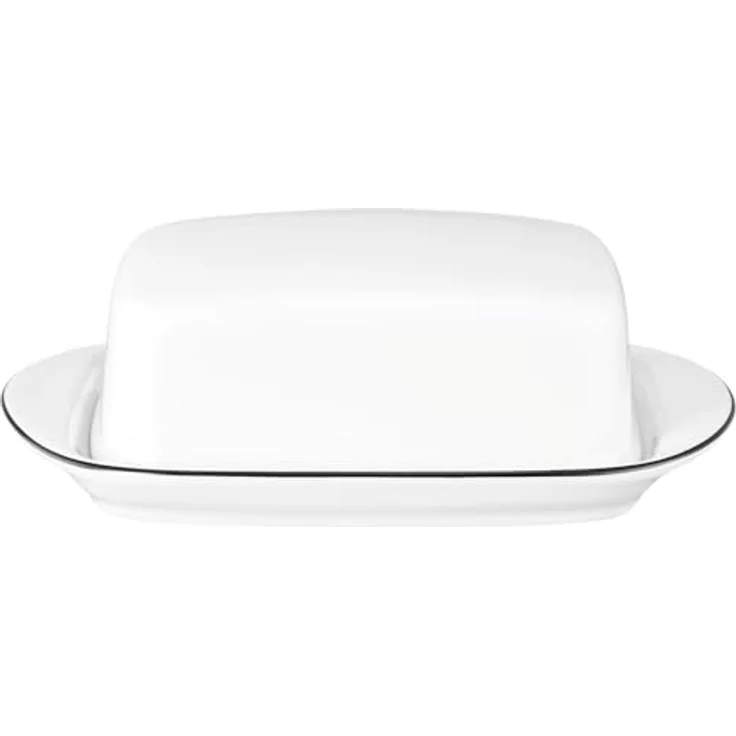 Seltmann Weiden Lido Butterdose 250 g rund Black Line [RAB], Porzellan, spülmaschinenfest und mikrowellengeeignet – Bild 1