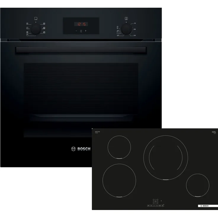 Bosch HBD234FB86, Einbau-Backofen-Set HBF133BA1 + PIE811BB5E, Induktionskochfeld mit 2 Jahren Herstellergarantie, schwarz