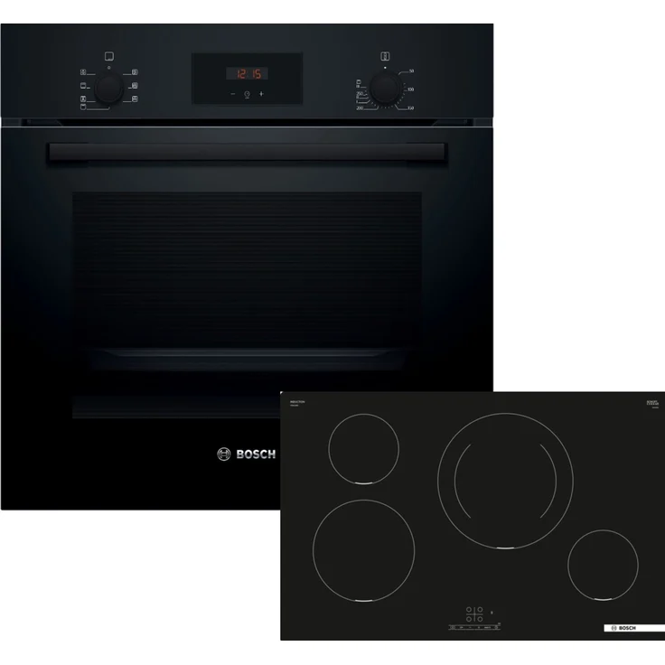 Bosch HBD234FB86, Einbau-Backofen-Set HBF133BA1 + PIE811BB5E, Induktionskochfeld mit 2 Jahren Herstellergarantie, schwarz