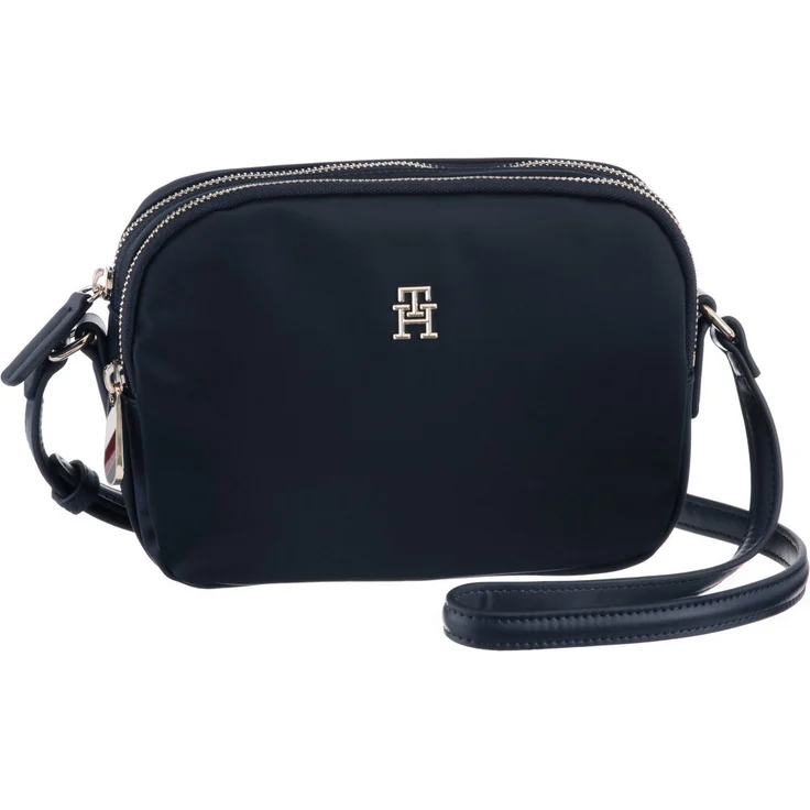 Tommy Hilfiger Umhängetasche, Baumwolle Polyurethan, dunkelblau, mit TH-Emblem vorne – Bild 1