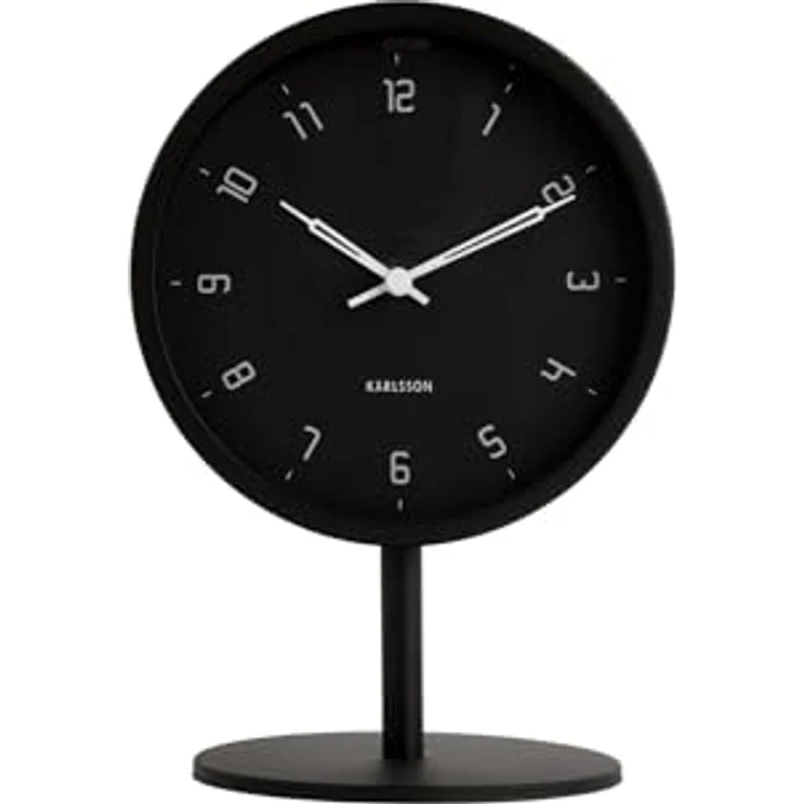 Karlsson Tischuhr Stark, runde Tischuhr aus Metall in Schwarz, 15 cm Durchmesser, moderne Dekoration mit klarer Anzeige – Bild 4