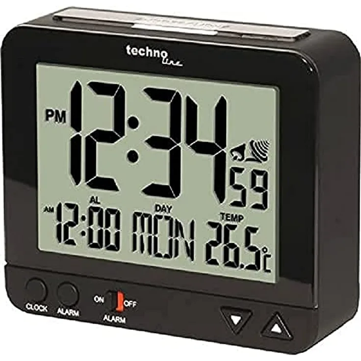 TECHNOLINE Funkwecker WT 195 mit Innentemperaturanzeige und Nachtlich, Schwarz