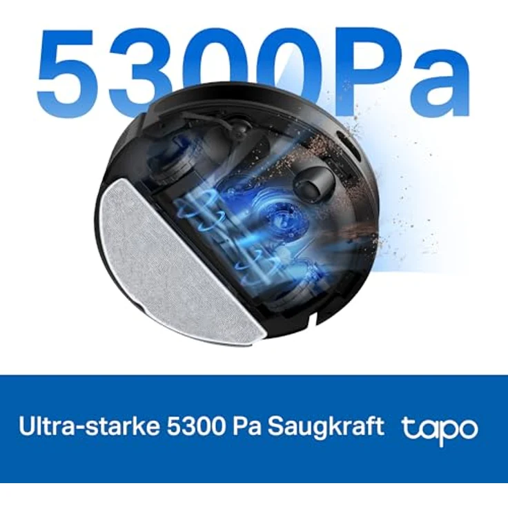 Tapo RV20 Max Plus, Saugroboter mit Wischfunktion und automatischer Absaugstation, 5300Pa Saugkraft, 83 mm schlank, kompatibel mit Alexa & Google Assistant – Bild 3