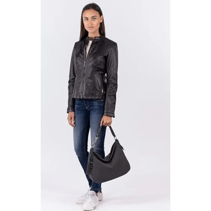 SURI FREY SFY Romy Beutel, Umhängetasche in Grau mit Lasercut-Optik, längenverstellbarem Umhängeriemen und Reißverschlussfächern – Bild 2