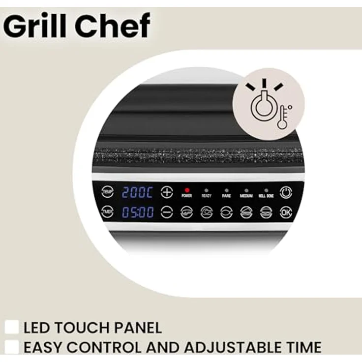 Zeegma Grill Chef Elektrischer Kontaktgrill und Sandwichtoaster 2100W, Herausnehmbare Heizplatten, 2in1, 180 ° Klappbar, ILAG-Antihaftbeschichtung, Tropfschale, Akustische Benachrichtigungen (SILVER) – Bild 5