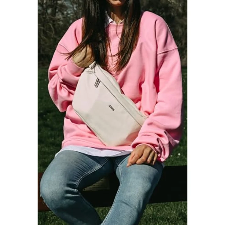 Zwei Umhängetasche Mademoiselle.M Off-White, mit Smartphonefach, stufenlos verstellbarer Schultergurt – Bild 6