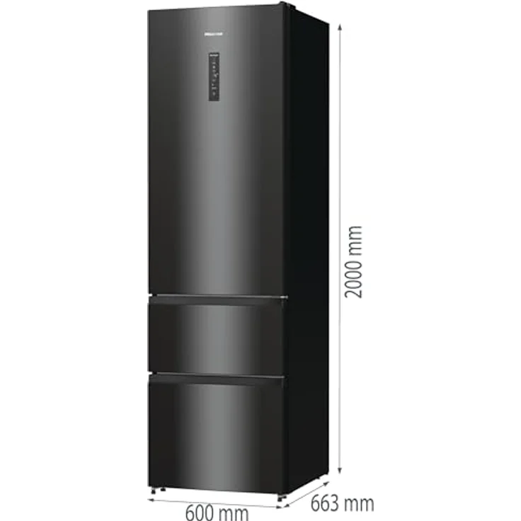 Hisense RM469N4AFD1 Kühl-Gefrierkombination, freistehend, NoFrost, 368 Liter, 229 L Kühlen, 113 L Gefrieren, XtremeFreeze, Smart Fresh, schwarz Inox – Bild 2