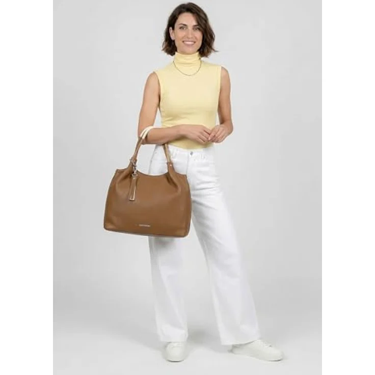 EMILY & NOAH Shopper E&N Jeanine, elegante Handtasche aus hochwertiger Echtleder-Optik mit Quasten-Applikation, beige – Bild 2