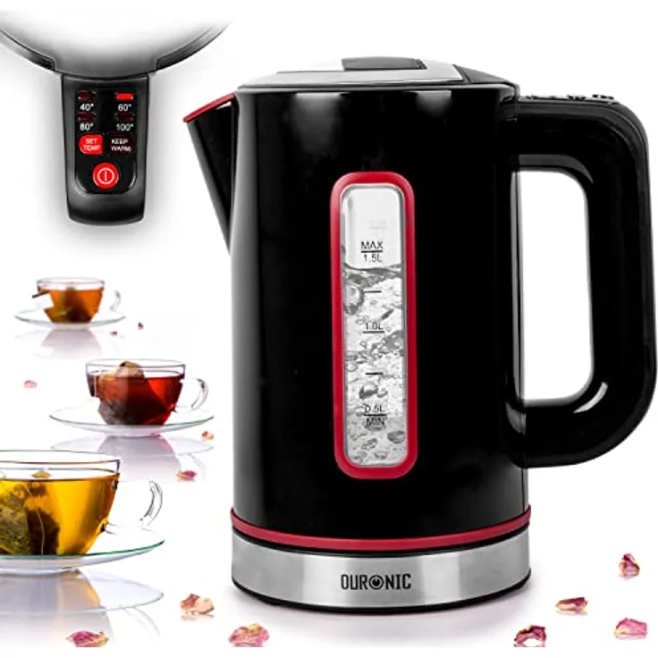 Duronic EK30 Wasserkocher, 3000W, 1,5L, doppelwandig, einstellbare Temperatur und Thermostat, schwarz – Bild 2