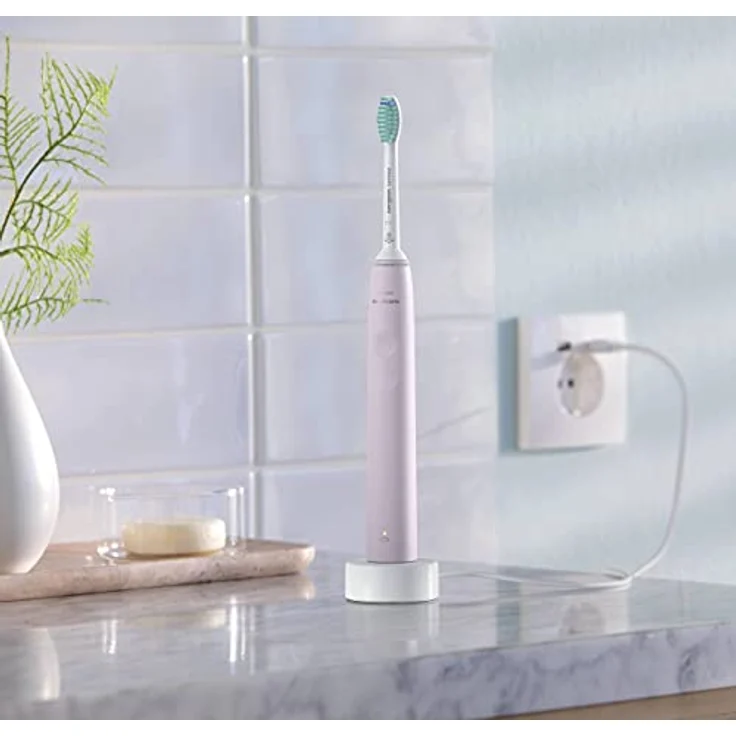 Elektrische Schallzahnbürste Philips Sonicare 3100 Series, mit integriertem Drucksensor, SmarTimer und QuadPacer, HX3671/11, Rosa – Bild 3