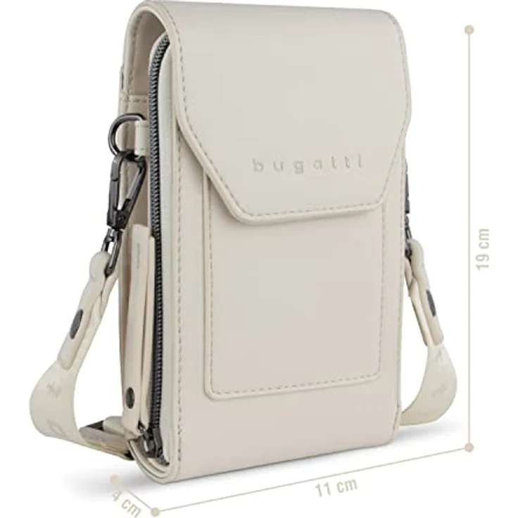 Bugatti Almata Crossover Purse Bag, Umhängetasche aus hochwertigem Kunstleder, 11 x 4 x 19 cm, Nude – Bild 2