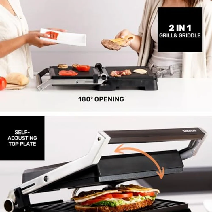 Taurus - Kontaktgrill Essential 2600W | 2-in-1 Grill & Plancha | Platten 29x23 cm | PFOA-frei | Fettauffangschale | Einstellbarer Thermostat | Cool-Touch & Plattenverriegelung – Bild 4