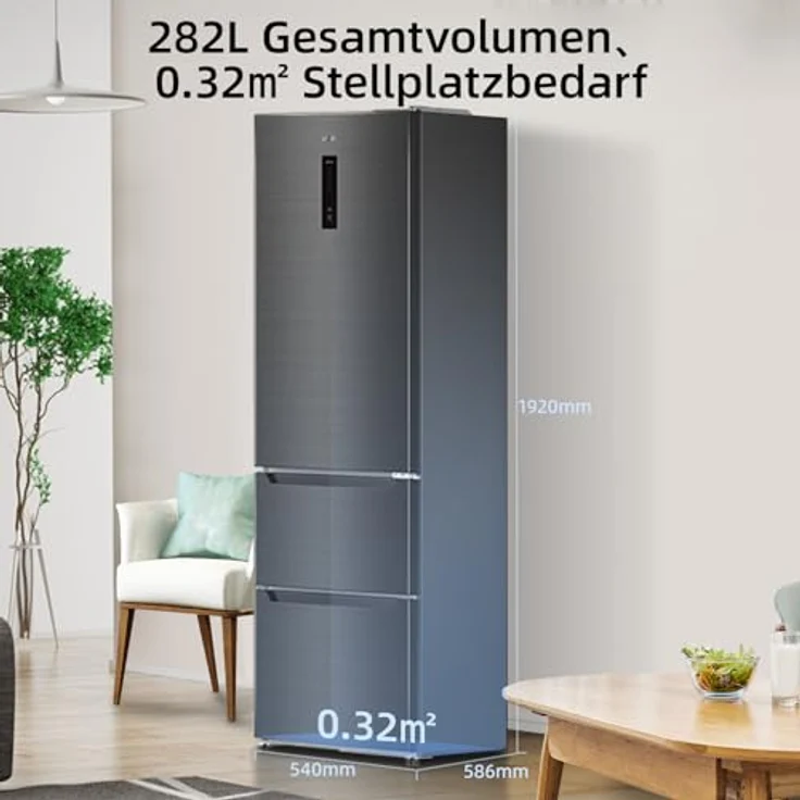 CHIQ 282 L Kühlschrank mit Gefrierschubladen, Multi-door, frostfrei, Multi-Luftstrom, intelligentes Touch-Screen-Bedienfeld – Bild 2