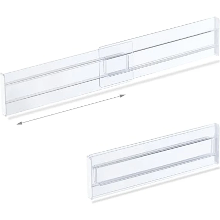 Relaxdays 4x Schubladentrenner, Verstellbares Küchen Organizer Set mit Anti-Rutsch-Stickern, Transparent – Bild 6
