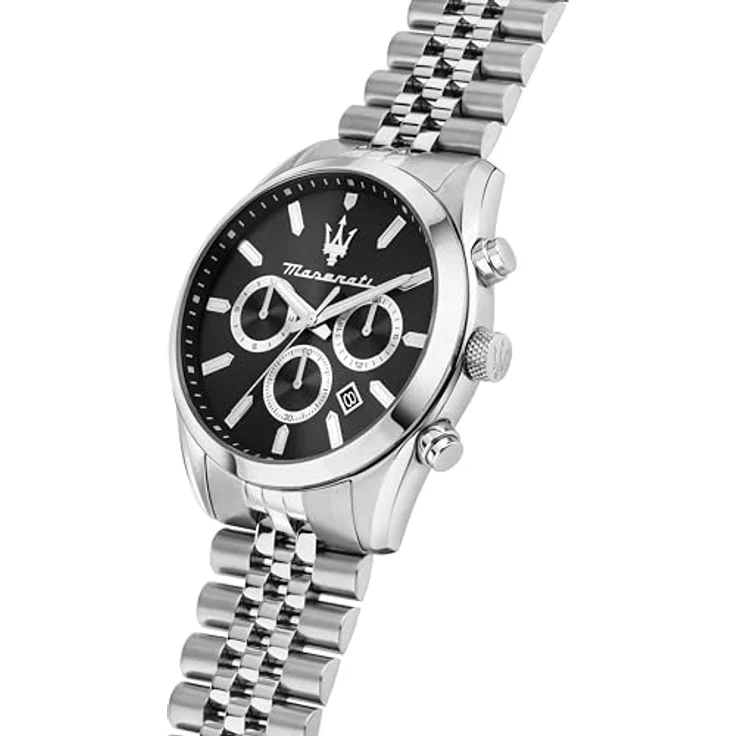 Maserati ATTRAZIONE Herrenuhr, Analog-Uhr mit Datum, 43 mm, schwarzes Zifferblatt, wasserdicht bis 5 ATM, Stahlarmband – Bild 4