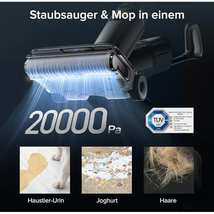Roborock F25 XT, Kabelloser Nass-Trockensauger mit 20.000 Pa Saugleistung, Wischfunktion, 90°C Selbstreinigung, Heißluft-Trocknung, 180° Lie Flat, WLAN – Bild 4
