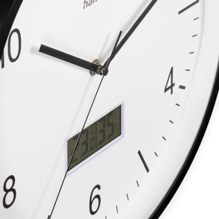 Hama Funkwanduhr "Lanzarote", DCF-Funkuhr mit Hygrometer und Thermometer, Ø 35cm, Schwarz, geräuscharm – Bild 5