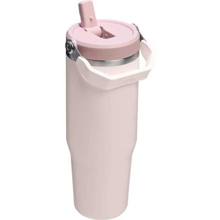 Stanley Ice Flow Go Klapp-Trinkhalm, 870 ml, auslaufsicheres Design, doppelwandige Vakuumisolierung, Rosenquarz – Bild 2
