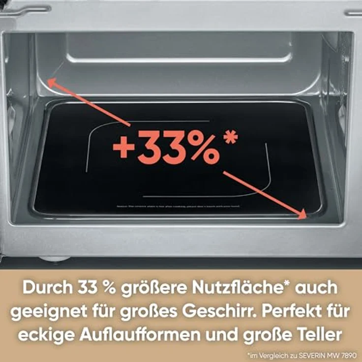 Severin MW 7762 Mikrowelle, Standgerät, mit Grill und Heißluft, Garraum 20 L, 800W, Auftauen, Aufbackfunktion, Kindersicherung, inkl. Drehteller, schwarz – Bild 3