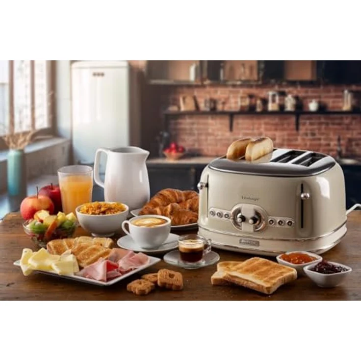 Ariete 156 Vintage, Toaster für 4 Scheiben, 1600 W, 6 Toaststufen, aus Pastellbeige lackiertem Edelstahl, ohne Zangen – Bild 11