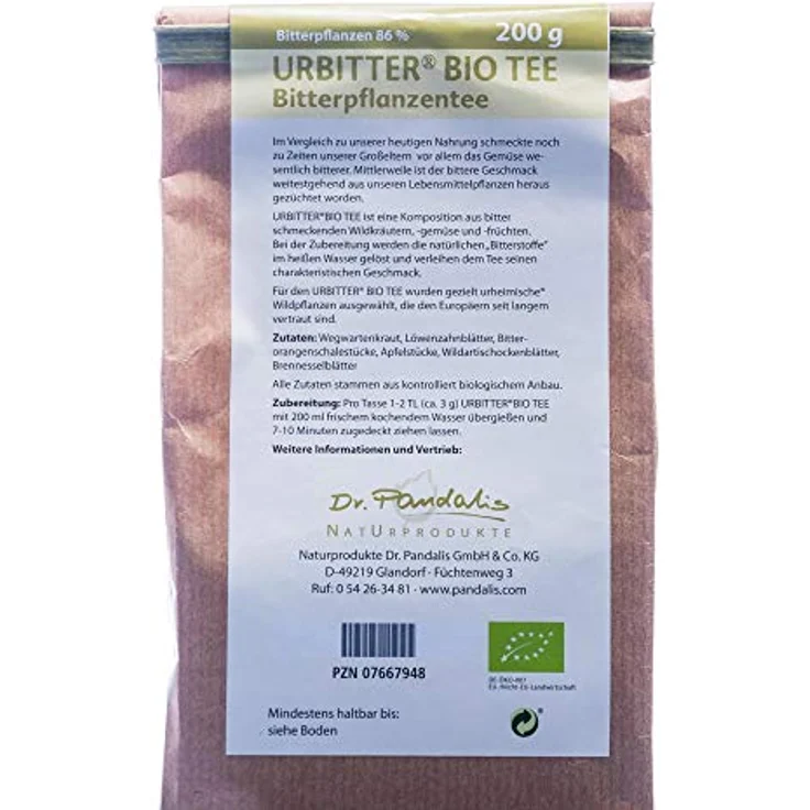 Dr. Pandalis Urbitter Bio Tee 200 g, Kräutermischung aus bitteren Wildkräutern, Gemüse und Früchten für Aufgüsse – Bild 2