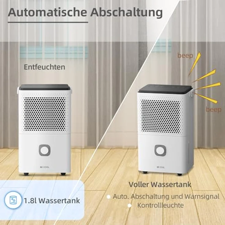 Be Cool BC10LEF2301 Luftentfeuchter 15m² 240W 10 l/Tag Weiß, Grau – Bild 4