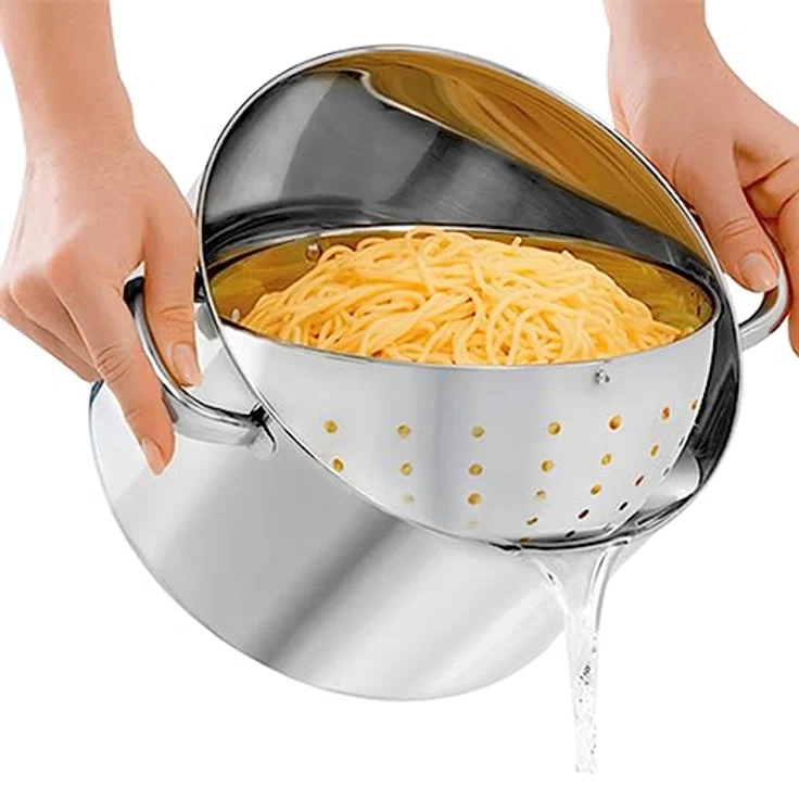 Beyond Nudeltopf 24 cm, Edelstahl Kochtopf mit Glasdeckel und herausnehmbarem Siebeinsatz, Pastatopf für Induktion und alle Herdarten geeignet, auch zum Braten und Suppen zubereiten verwendbar – Bild 5