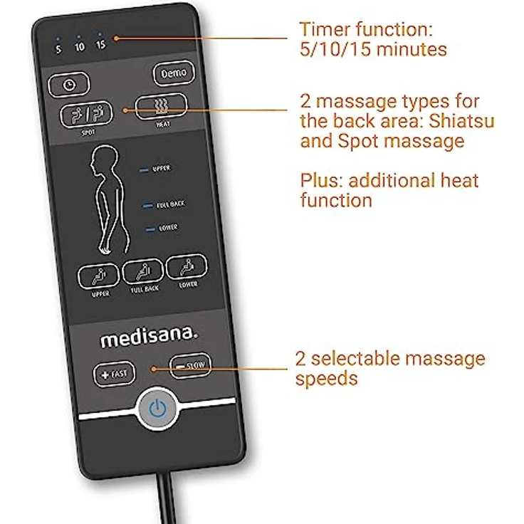 Medisana RC 450 Massagesessel, Relaxsessel mit Shiatsu Massagefunktion, Rückenmassage, Inkl. Wärmefunktion & Spotmassage, 2 Massagearten, Praktische Timerfunktion – Bild 5