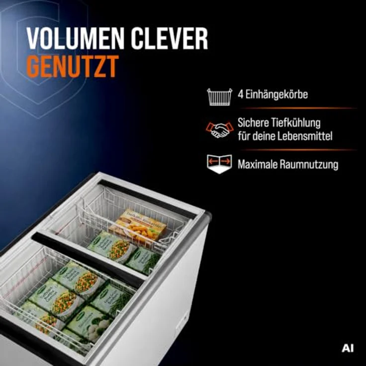 GASTROHERO Tiefkühltruhe 450, 355 Liter mit Glasschiebedeckel, 4 Rollen, abschließbar, -18 °C bis -22 °C – Bild 4