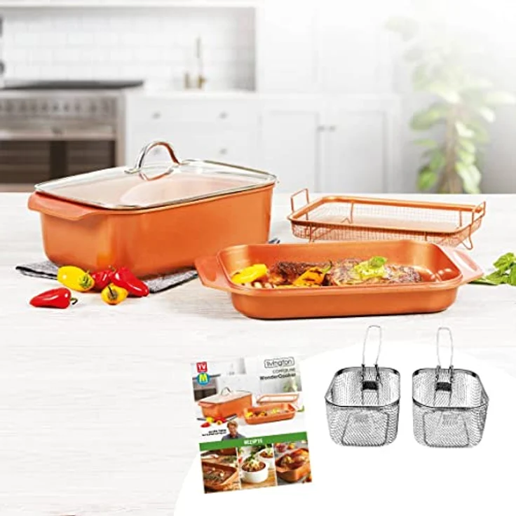 Livington Copperline WonderCooker Deluxe – 14-in-1 Küchenset – Auflaufform, Grillpfanne, Bräter, Slow Cooker u. v. m. – Kochgeschirr für alle Herdarten – Versand Edition in neutraler Verpackung – Bild 2