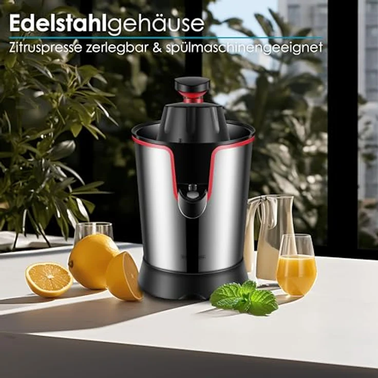 Elektrische Zitruspresse | Longlife-Motor | 300 Watt | Edelstahl | Elektrische Saftpresse | Entsafter | Auto-Start-Stop | Zitrus Presse | Spülmaschinengeeignet – Bild 4