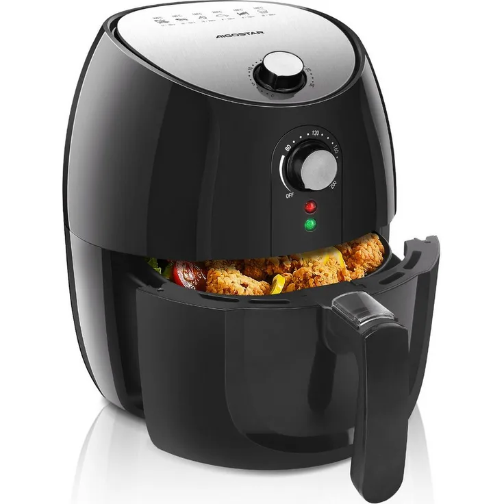 Aigostar Hayden Alpha 4L Heißluftfritteuse, 1500 W, einstellbare Temperatur, 30 Min Timer, fettarmes Kochen, Überhitzungsschutz, schwarz