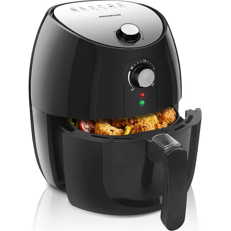 Aigostar Hayden Alpha 4L Heißluftfritteuse, 1500 W, einstellbare Temperatur, 30 Min Timer, fettarmes Kochen, Überhitzungsschutz, schwarz