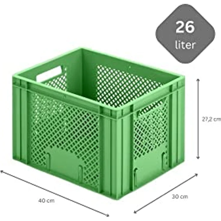 PROREGAL CHEFGASTRO SuperSparSet 5x Eurobehälter Obst- und Gemüsekasten | HxBxT 27,2x30x40cm | 26 Liter | Grün | Stabiler Obst- & Gemüsekasten, ideal für Lebensmittel – Bild 4