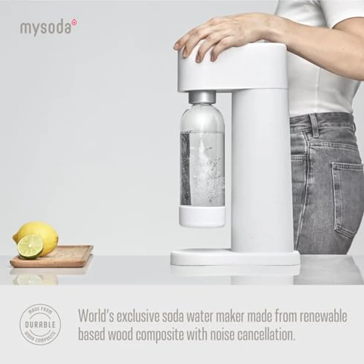 Mysoda Woody White Kohlensäureerzeuger inklusive BPA-freie Wasserflasche, weiß, WD002F-WE, One Size – Bild 2