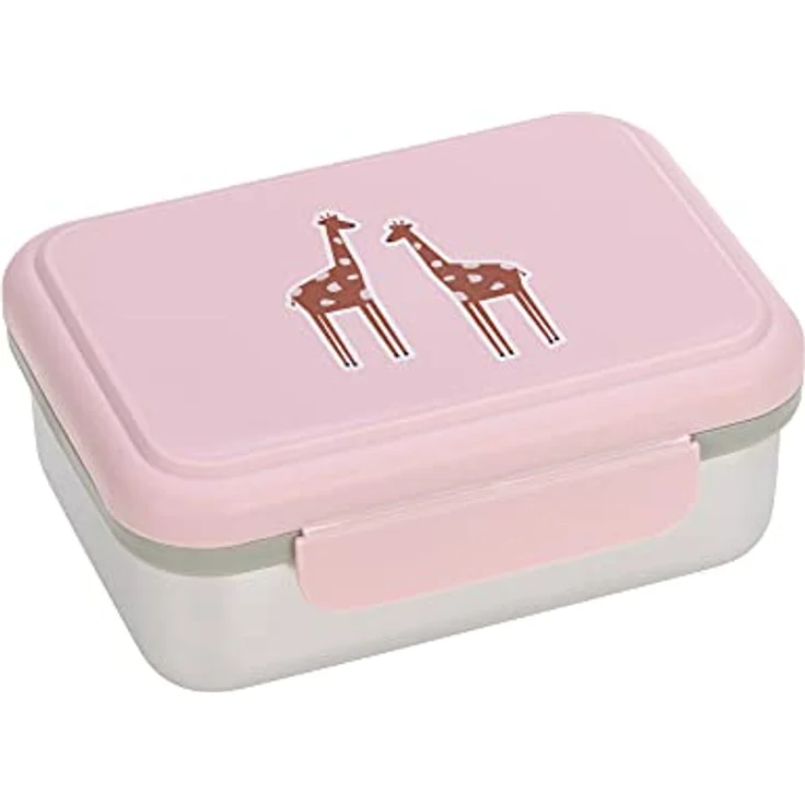 LÄSSIG Kinder Brotdose Edelstahl Lunchbox Frühstücksbox Nachhaltig Kindergarten Schule/Safari Giraffe – Bild 1