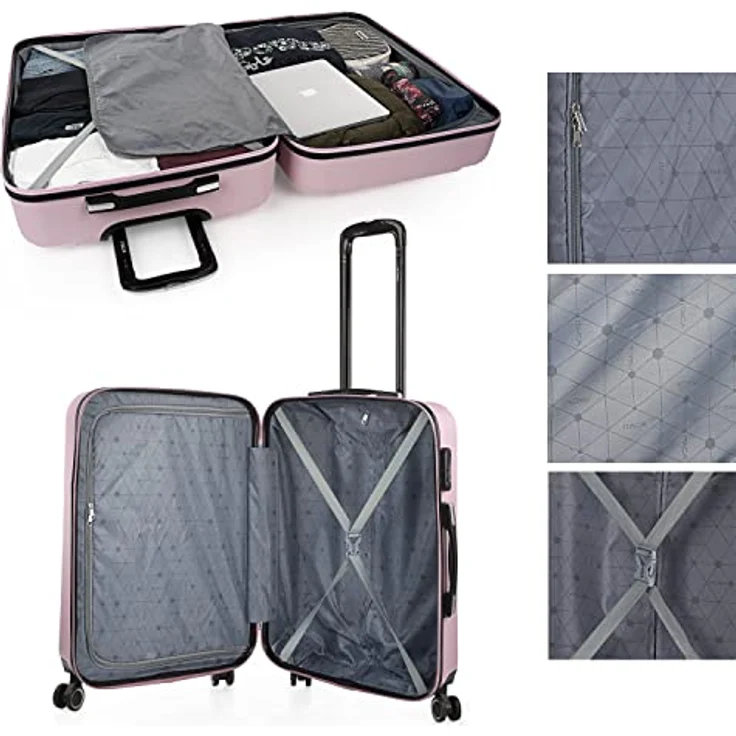 ITACA - Koffer Groß 4 Räder Großer Koffer Leichte - Reisekoffer Groß für Flugzeuge Koffer Hartschale mit Geprüftem Schloss - Handgepäck Koffer 71170, Rosa – Bild 4