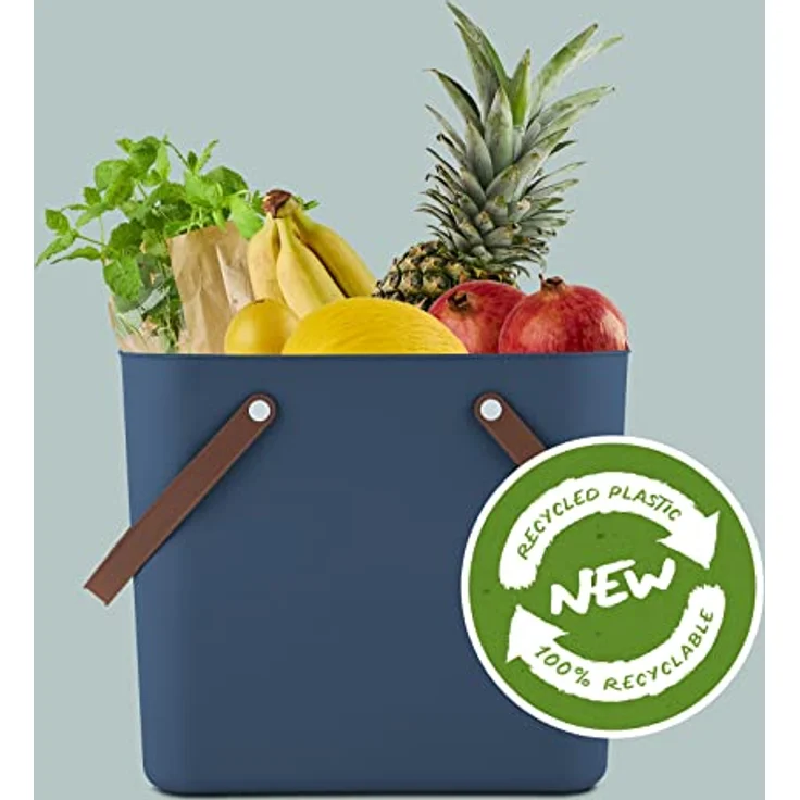 Rotho Albula Einkaufskorb, Kunststoff (PP recycelt), blau, 40l, (39,8 x 35,5 x 34 cm) – Bild 3