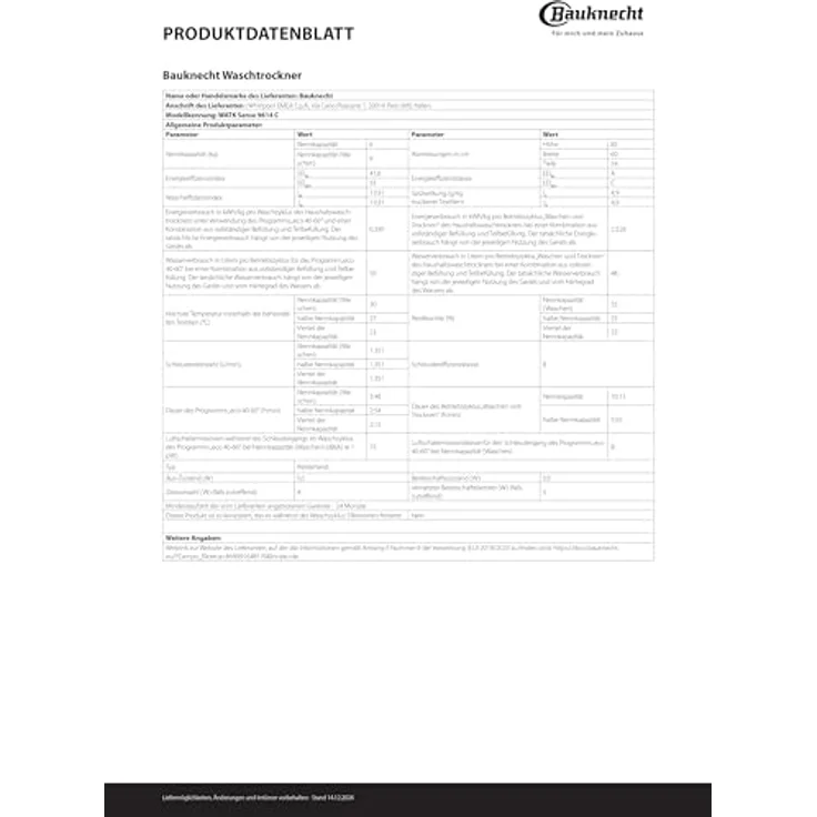 Bauknecht WATK Sense 9614C, Waschtrockner 9 kg / 6 kg, 1400 U/min, Energieeffizienz A/C, Versandkostenfrei – Bild 10