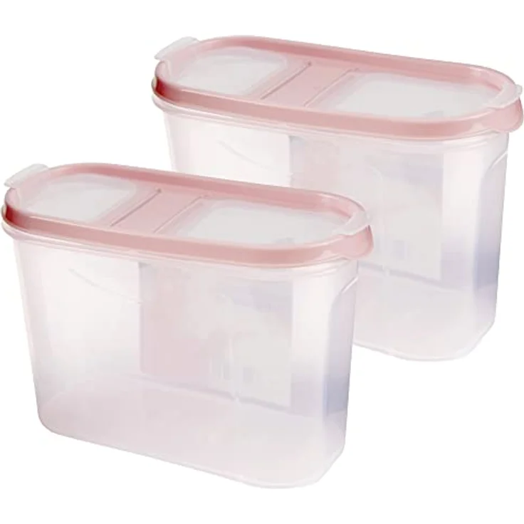 Bestlivings Frischhaltebox Schüttdose 1,4 Liter - 2er Pack ( 2 Stück ) Altrose, transparent, stapelbar, luftdichter Verschluss – Bild 2