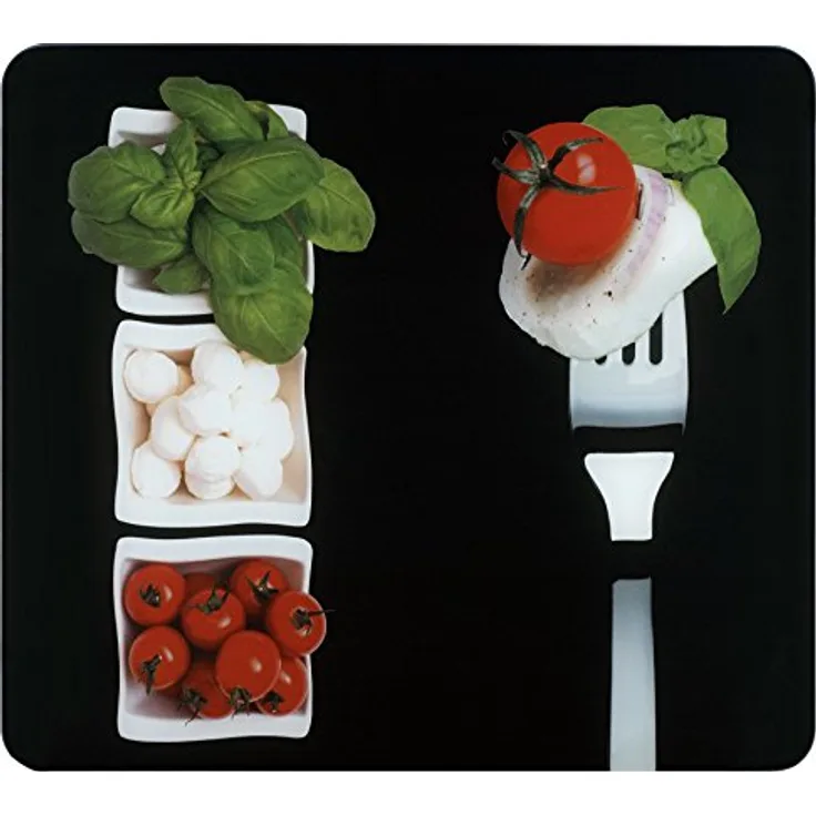WENKO Multi-Platte Caprese - für Glaskeramik Kochfelder, Schneidbrett, Gehärtetes Glas, 56 x 0.5 x 50 cm, Mehrfarbig