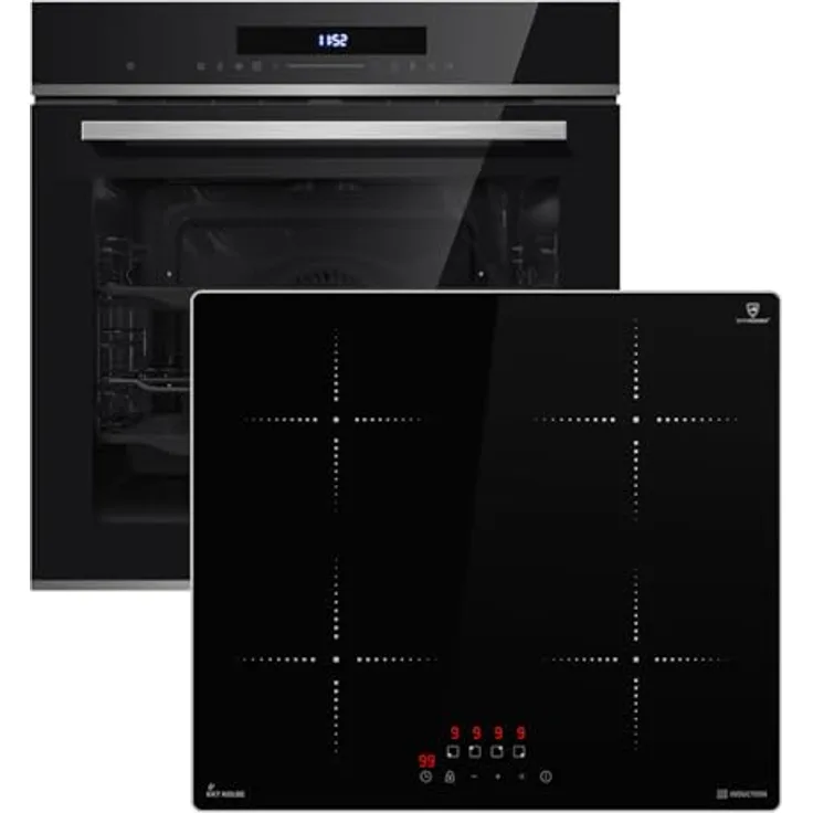 KKT KOLBE Autarkes Herdset SET8019IH859ED, 60cm Einbaubackofen EB8019EDP + 59cm Induktionskochfeld IH85900ED, Pyrolyse, Grill, Umluft, Heißluft, Teleskopauszüge, Automatik-Timer