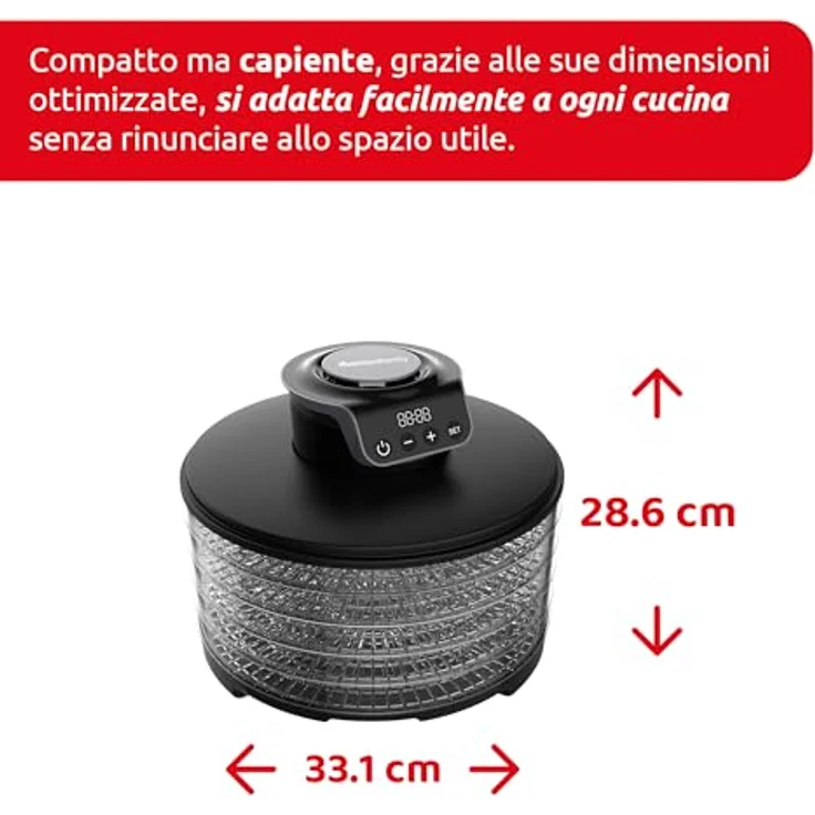Melchioni Family Digitaler Dörrautomat TOWER, 5 verstellbare Etagen, 250 W für Obst, Gemüse und Pilze, Digitales Display – Bild 3