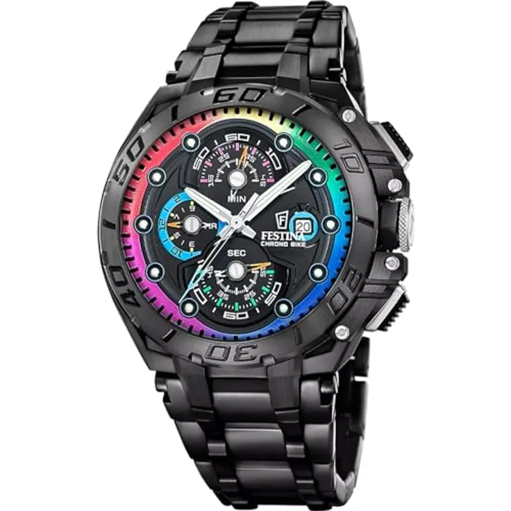 Festina Chronograph Chrono Bike F20761/1, Limited Edition Herrenuhr mit schwarzem Edelstahlarmband, Mineralglas und japanischem Quarzwerk