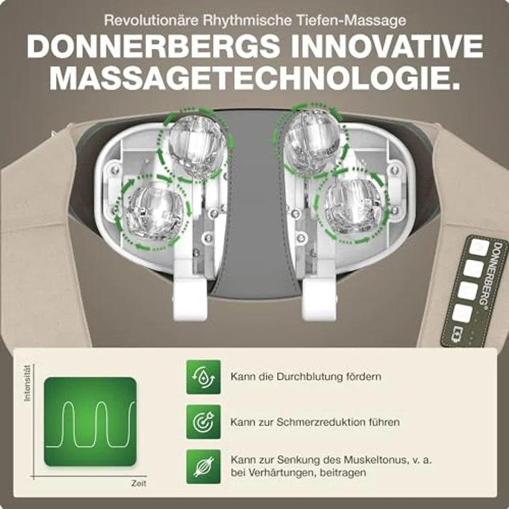 Donnerberg Proneck MARKTNEUHEIT 2024 Professionelles Nackenmassagegerät mit Wärme und Markenakku - Beige – Bild 3