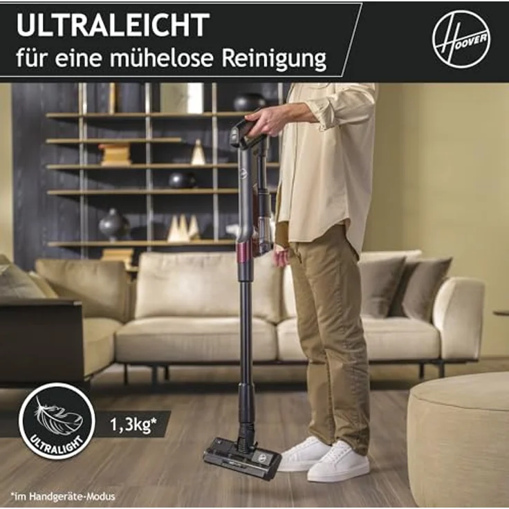 Hoover HF201H 011, HF2 Home Hard Floor, Schwarz/Magenta - Kabelloser Staubsauger mit ULTRA COMPACT X3-Technologie und LED-Leuchten – Bild 2