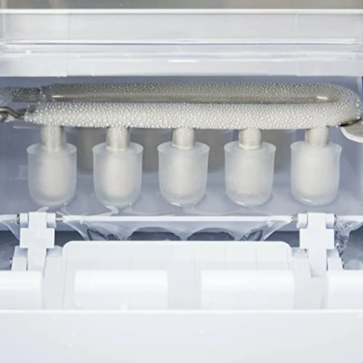 H.Koenig KUB14 Eiswürfelbereiter, 12kg in 24h, 2 Eiswürfelgrößen, Automatisch, Elektrisch, Kompakt, Tragbar, Leise 1L, Schneller Eiswürfel in 9min fertig, Eiswürfelschaufel, Edelstahl, silber – Bild 3